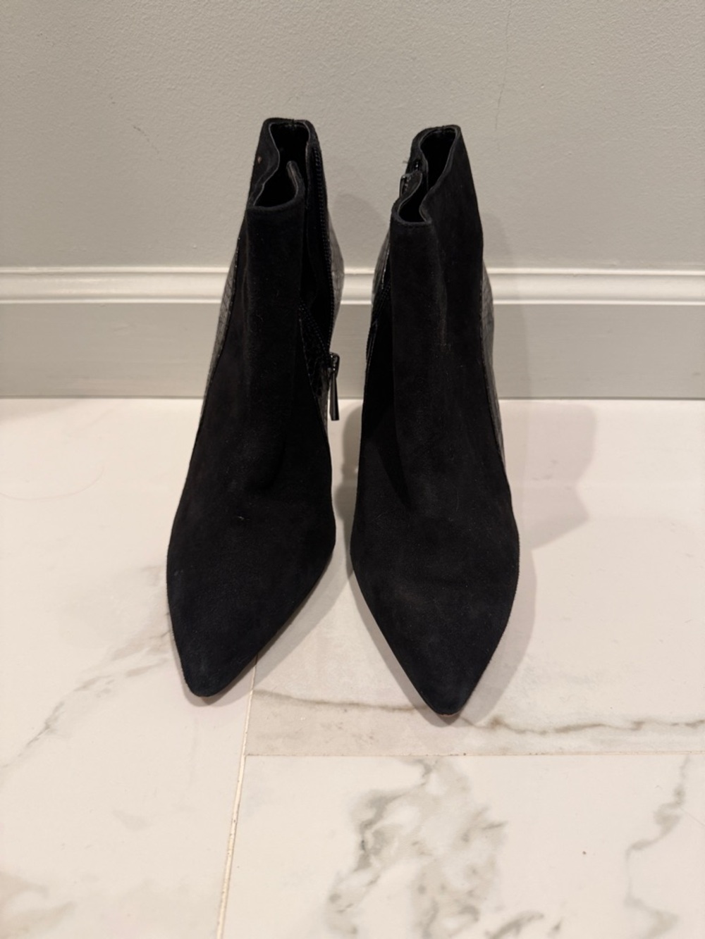 Vince Camuto Black Suede Pointed Toe Ankle Booties